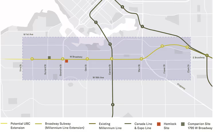 东塔楼距离South Granville天车站指示图