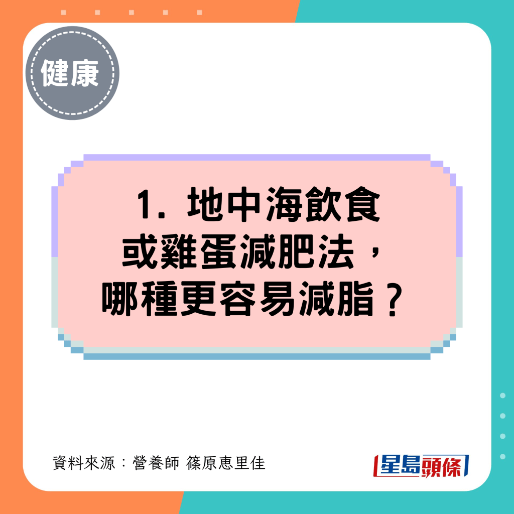 1. 地中海饮食或鸡蛋减肥法, 哪种更容易减脂? 1. 地中海饮食或鸡蛋减肥法, 哪种更容易减脂?