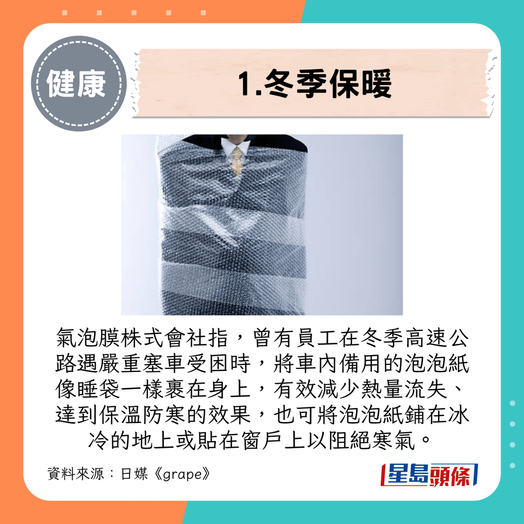 1. 冬季保暖
