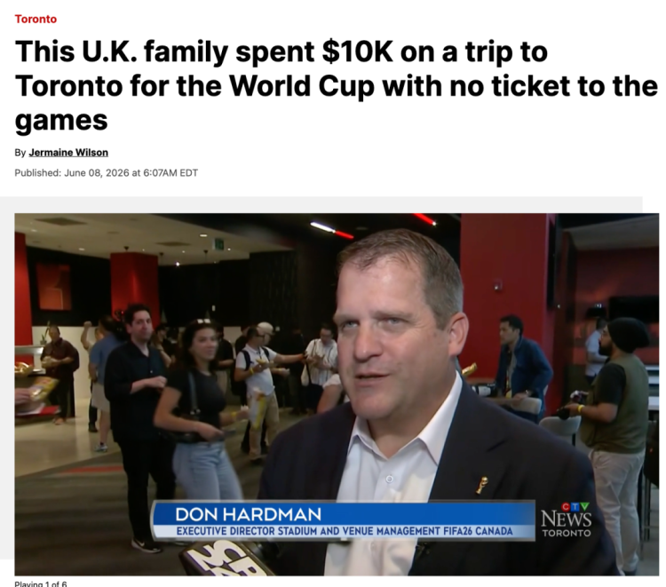 离谱操作引爆全网！英国家庭砸 1 万加元奔赴多伦多世界杯，斥巨资出行竟连一张球票都不买