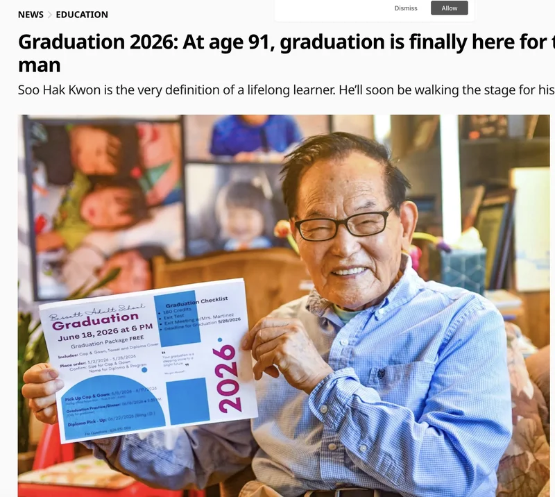 他移民37年 91岁拿下高中毕业证！