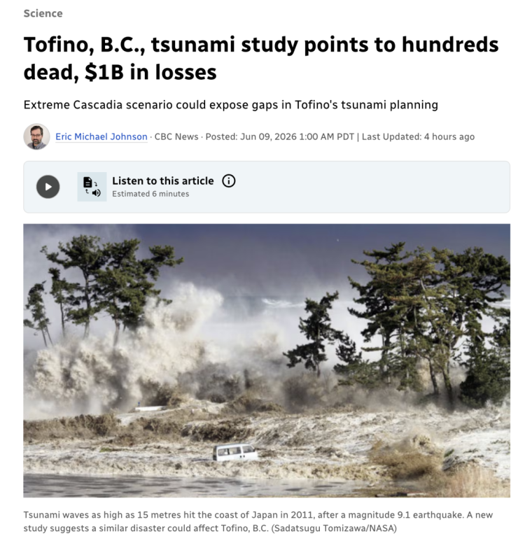 最新预测：如大地震，加拿大旅游胜地恐20分内遭海啸吞噬！