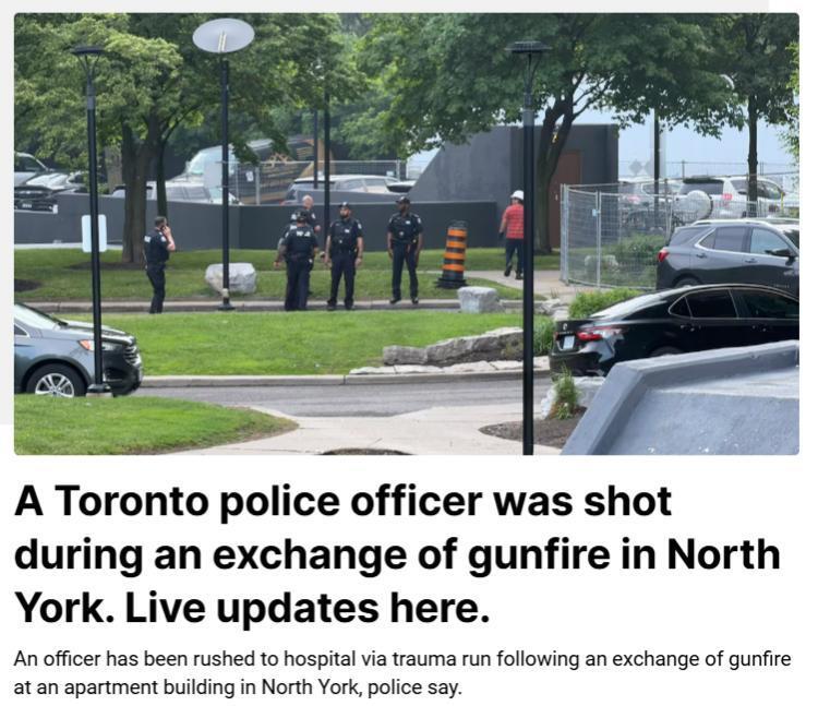 突发!多伦多警匪枪战交火！警员执行搜查令时中枪，紧急送医抢救