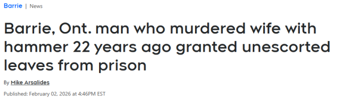 安省男子曾在女儿面前"锤杀"妻子: 家暴风险高, 仍准他回归社会!