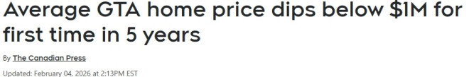 多伦多房价跌破100万，5年来首次！市场还要冷半年