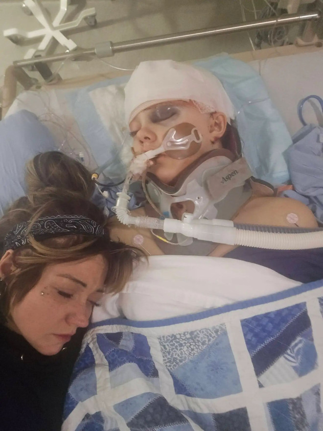 Maya and her mother in BC Children's Hospital.