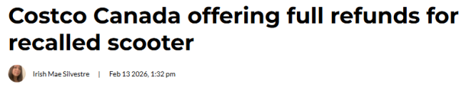 全额退款! 加拿大Costco全国召回: 这款产品存在安全隐患