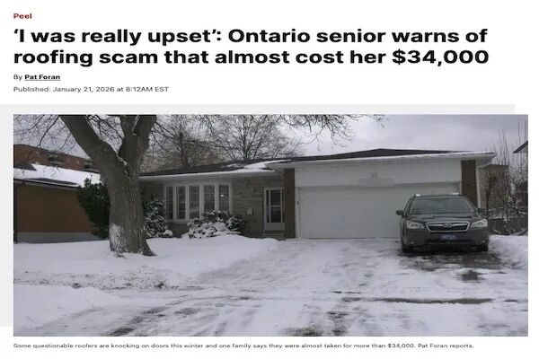 “你家屋顶要塌”…一句话骗走老太太$7000加元！