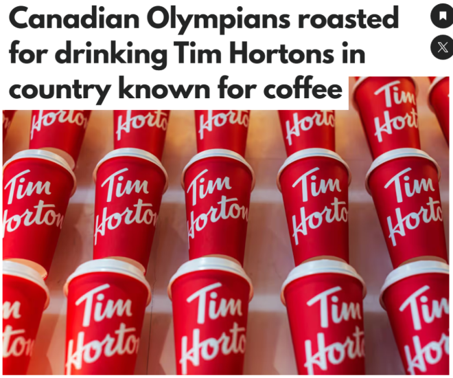 加拿大奥运选手在咖啡圣地狂喝Tim Hortons遭群嘲：太没见识