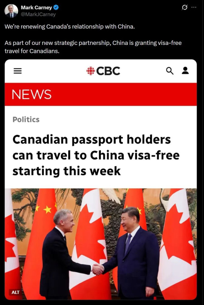 卡尼发文庆祝重塑中加关系  加拿大人对中国电动车好感度暴增