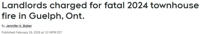 安省出租屋致命火灾！房东被判刑入狱，代价惨重