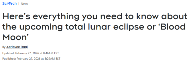 下周有"血月"! 加拿大各地观赏时间公布: 多伦多能看到月全食!