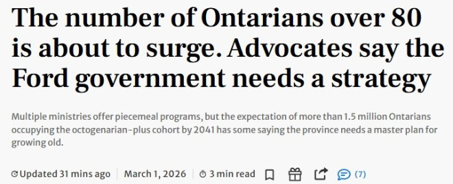 安省进入"超级老龄社会"：80岁以上将超150万，每个家庭都将面对