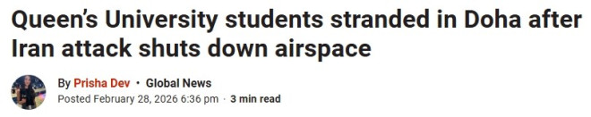 回国航班突然返航！加拿大名校一群大学生被困中东机场