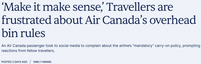 "这规定太不合理了"! 乘客怒批加航强制托运手提行李! 官方回应