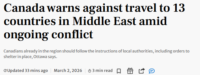 加拿大紧急警告: 避免前往13个国家! 领事协助受限 立即就地避险