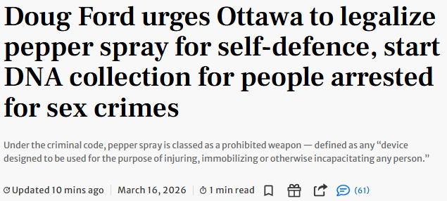 福特要求"解禁"自卫武器: 允许民众合法防身, 性犯罪强制采DNA