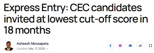 加拿大移民部EE最新抽选，4000人受邀，分数不低！