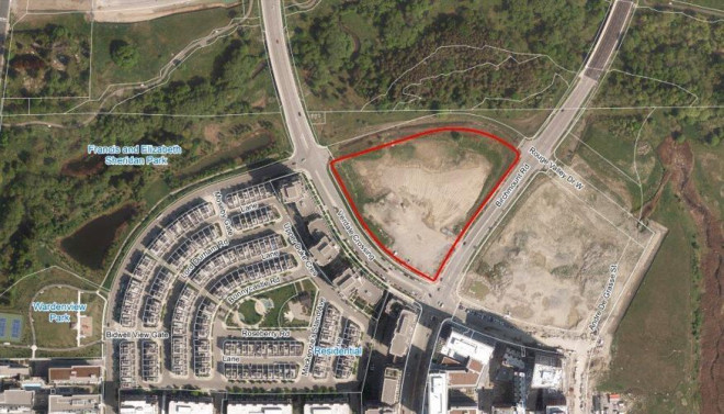 Verdale Crossing and Birchmount Road aerial showing