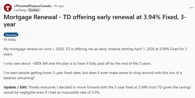 3年固定利率3.9%现在要不要锁？加拿大网友意见两极