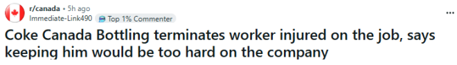 加拿大可口可乐"落井下石": 苦干35年, 一通电话被裁, 还没补偿!