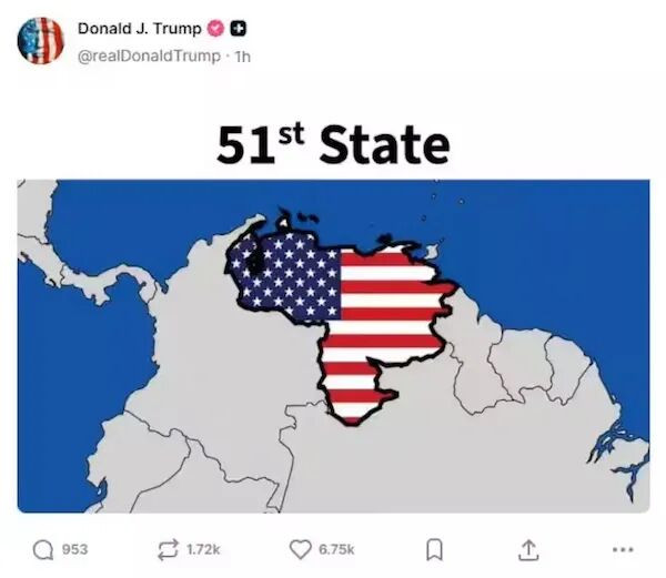 特朗普彻底抛弃加拿大，美国第51州现在改为委内瑞拉了！