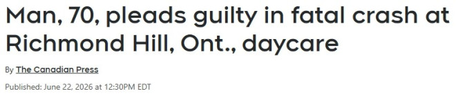 列治文山托儿所惨案70岁司机认罪！撞进教室，1岁半男童死亡