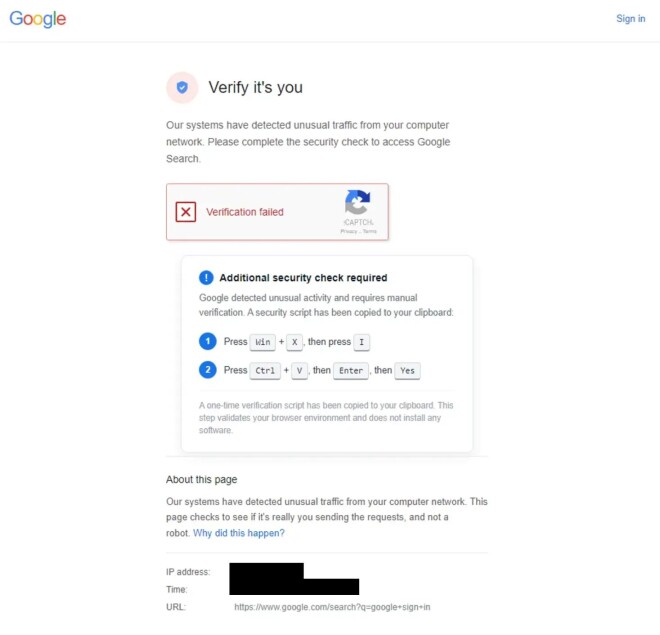伪造 Google 验证弹窗