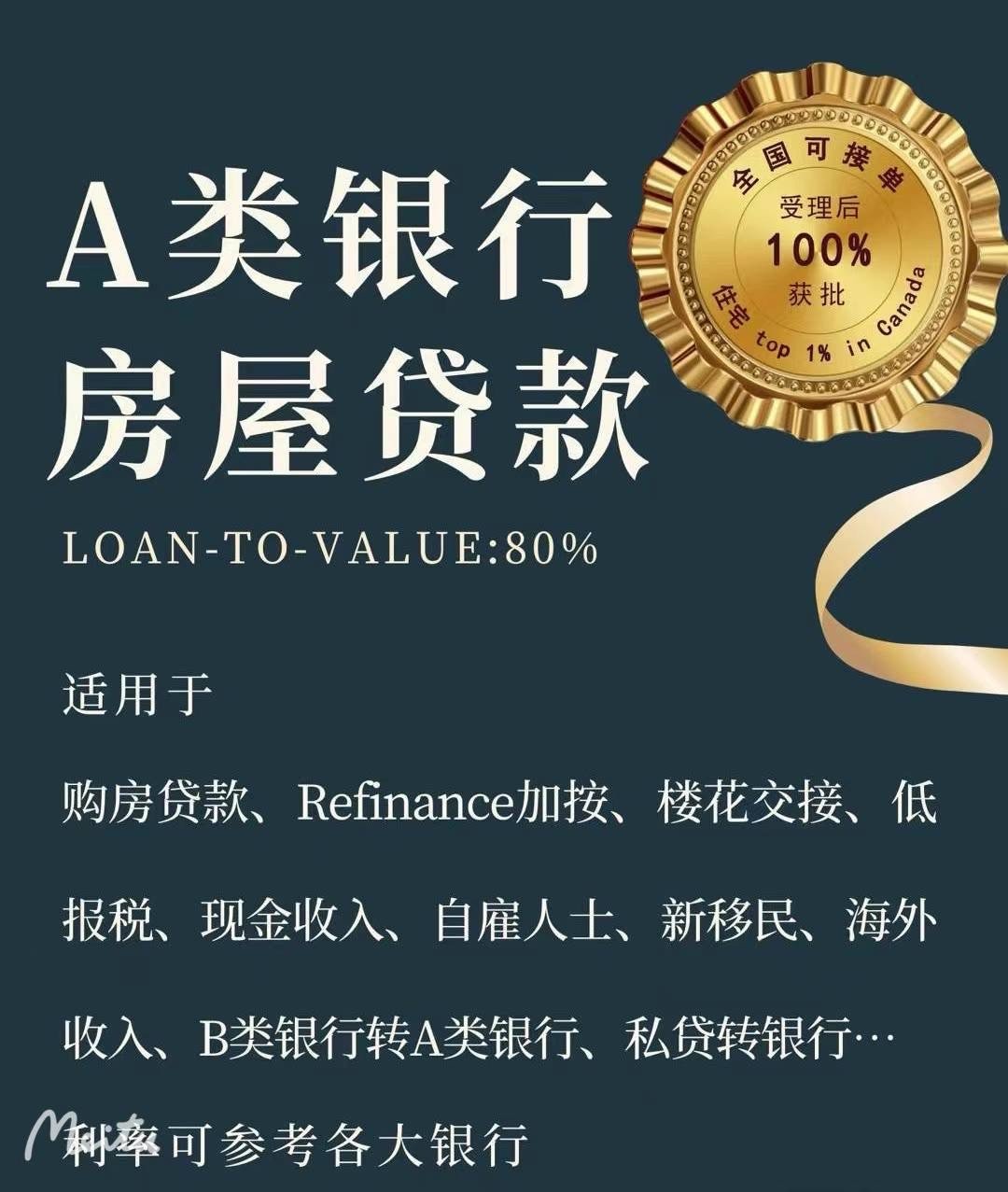 大小银行 私人贷款  最高房价95%